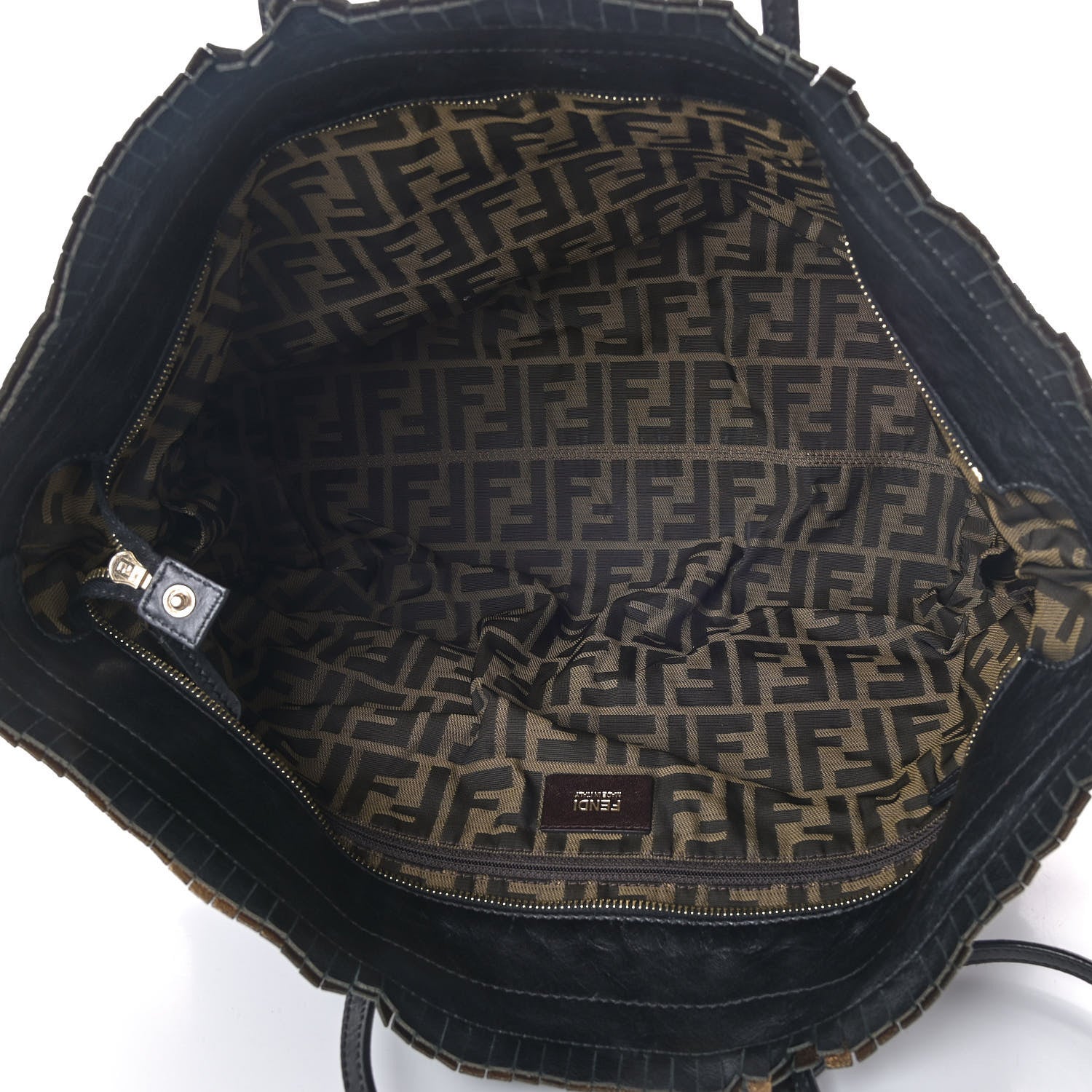 Fendi Calfskin Ruffle Roll Tote Black 4 of 7