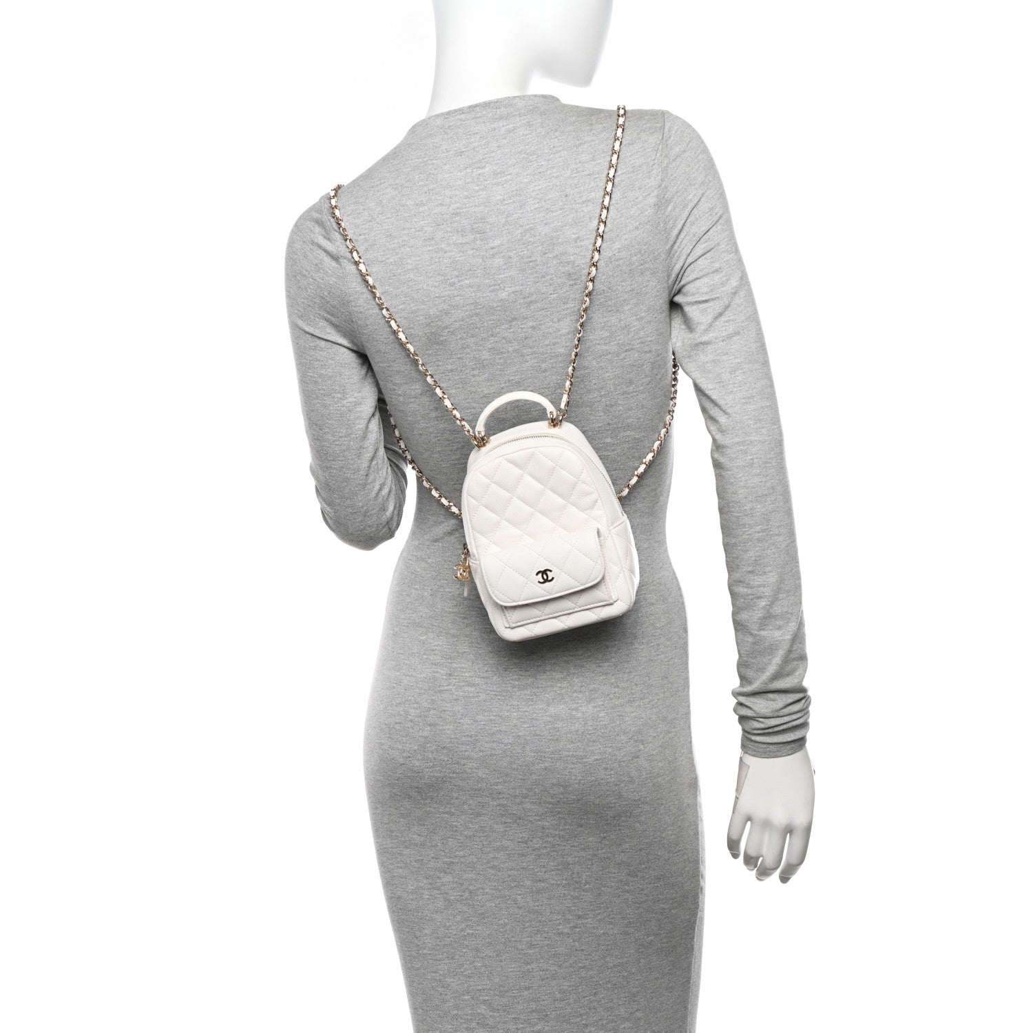Chanel Caviar Quilted CC Mini Classic Backpack White 2 of 11