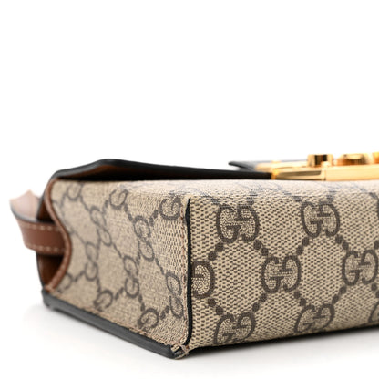 Gucci GG Supreme Monogram Calfskin Mini Padlock Top Handle Shoulder Bag Beige Black Cuir 9 of 12