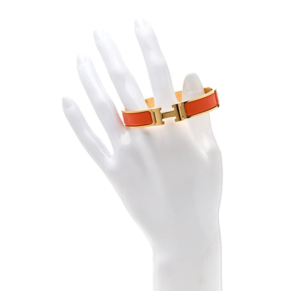 Hermes Enamel Narrow Clic Clac H Bracelet GM Orange 2 of 4