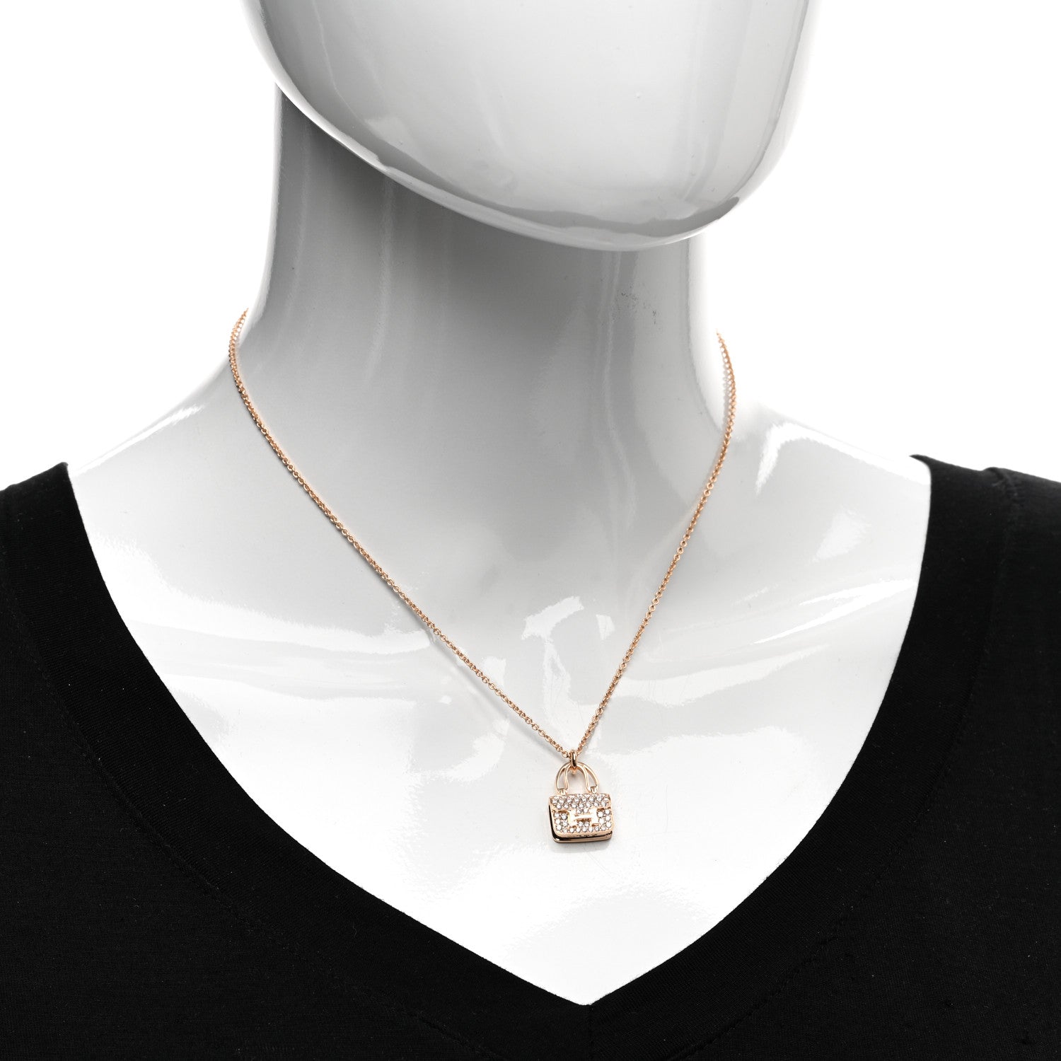 Hermes 18K Rose Gold Diamond Constance Amulettes Pendant Necklace 2 of 6