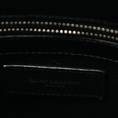 Saint Laurent Shiny Calfskin Crocodile Embossed Small Manhattan Shopper Tote Black 6 of 10