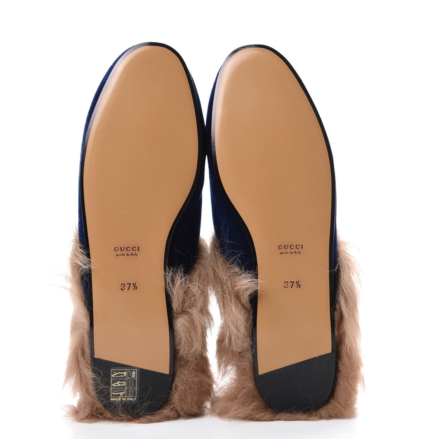 Gucci Velvet Fur Womens Princetown Slippers 37.5 Cobalt Blue 5 of 8