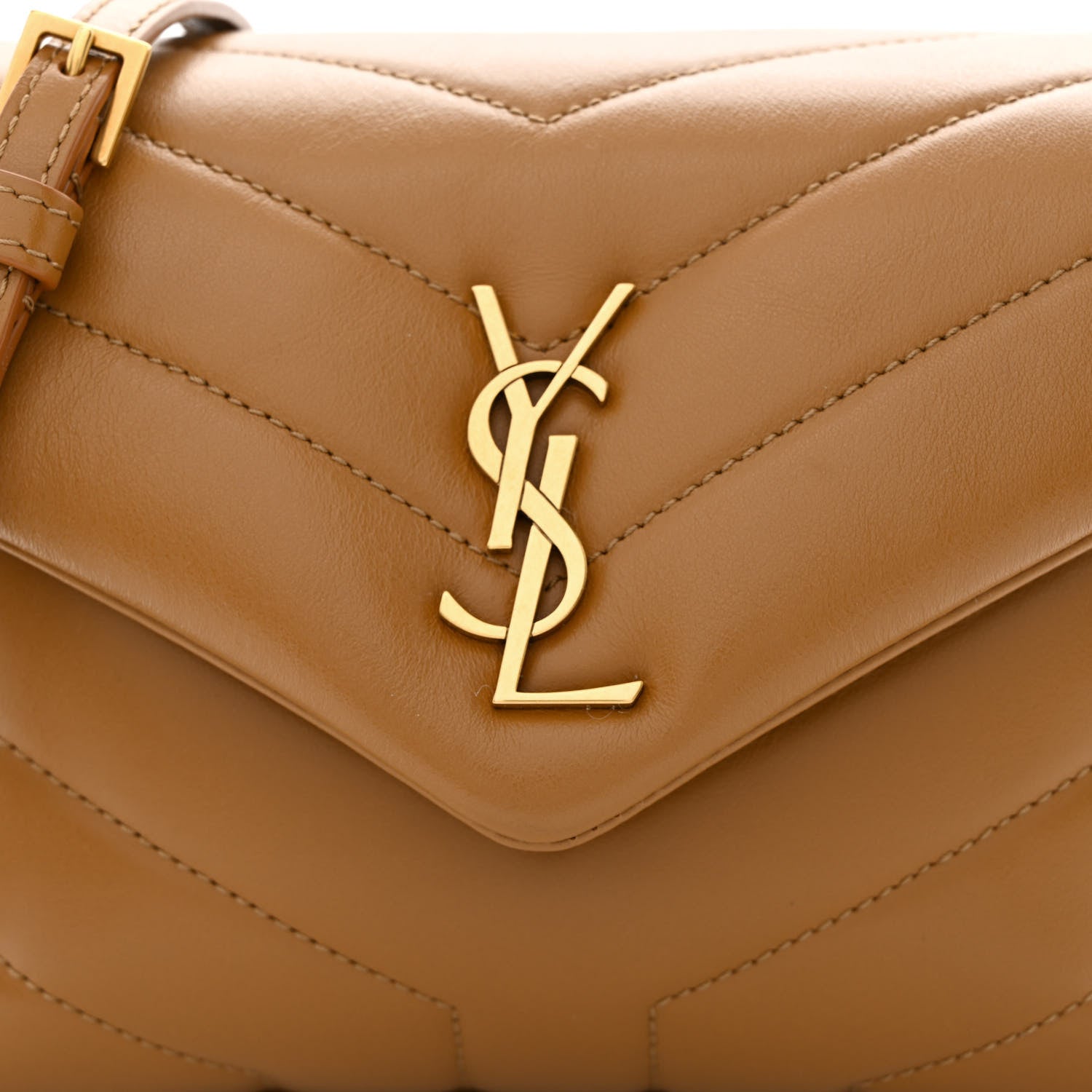 Saint Laurent Calfskin Y Quilted Monogram Toy Loulou Crossbody Bag Dark Natural 8 of 10