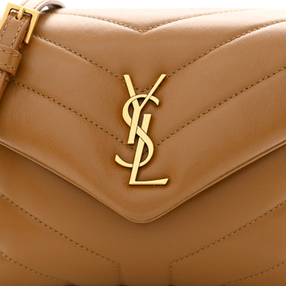 Saint Laurent Calfskin Y Quilted Monogram Toy Loulou Crossbody Bag Dark Natural 8 of 10
