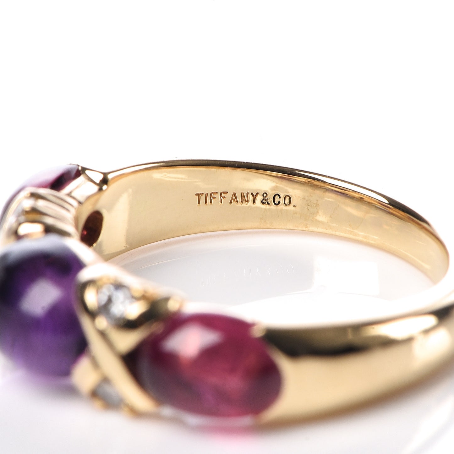 18K Yellow Gold Diamond Amethyst Pink Tourmaline Paloma Picasso X Ring 53 6.25
