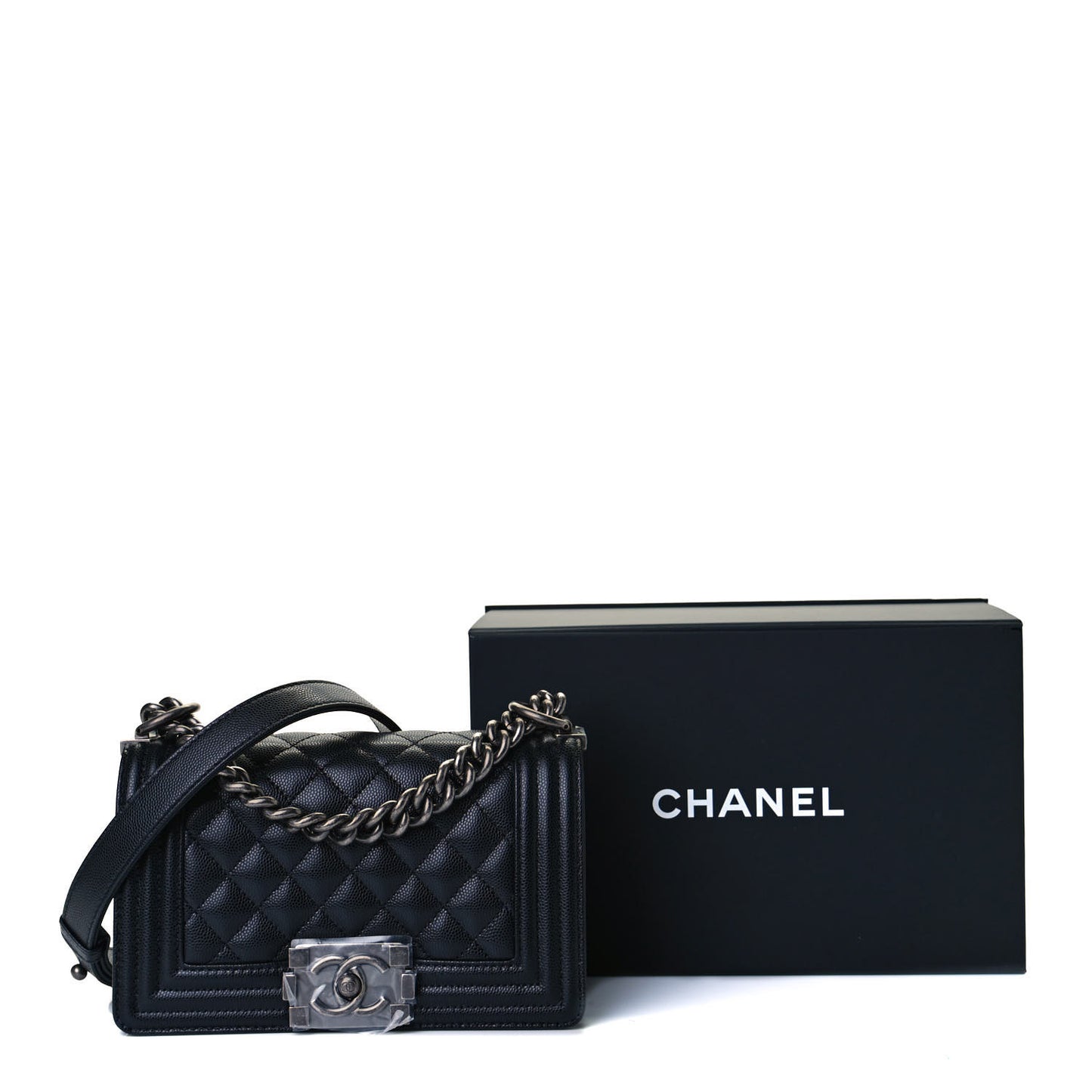Caviar Quilted Small Boy Flap Black