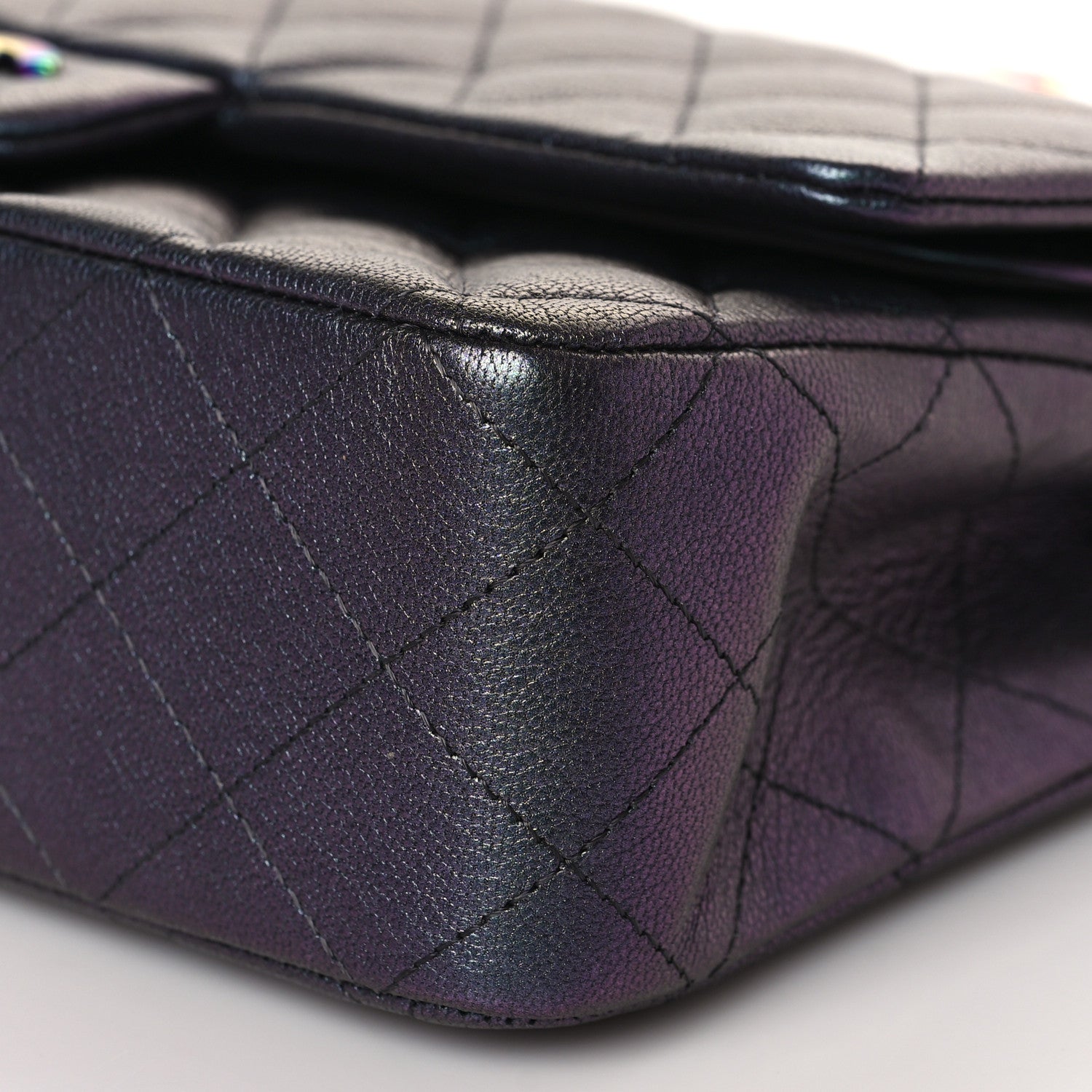 Chanel Iridescent Goatskin Quilted Medium Double Flap Purple 9 of 9