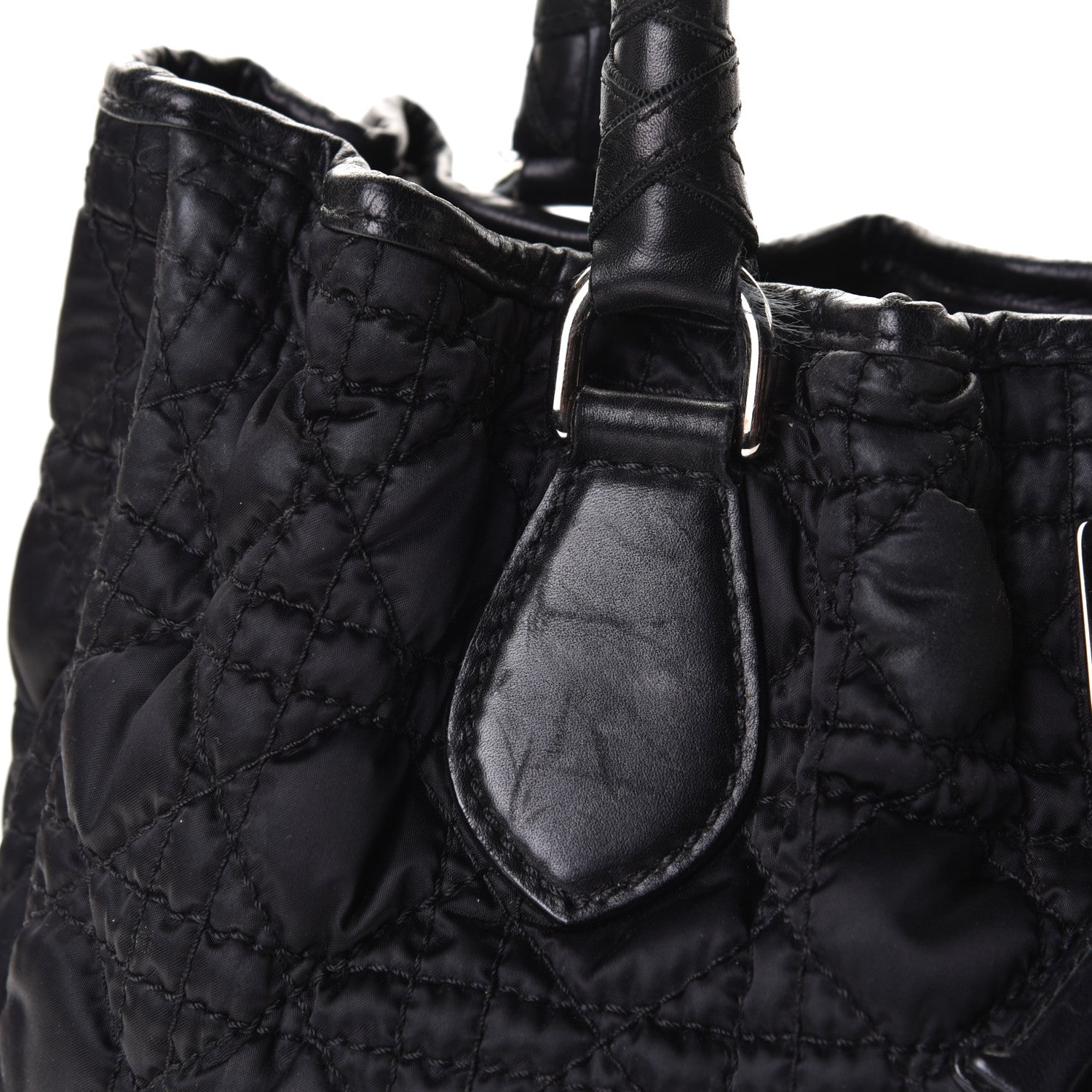 Christian Dior Nylon Cannage Shopper Tote Black 8 of 10