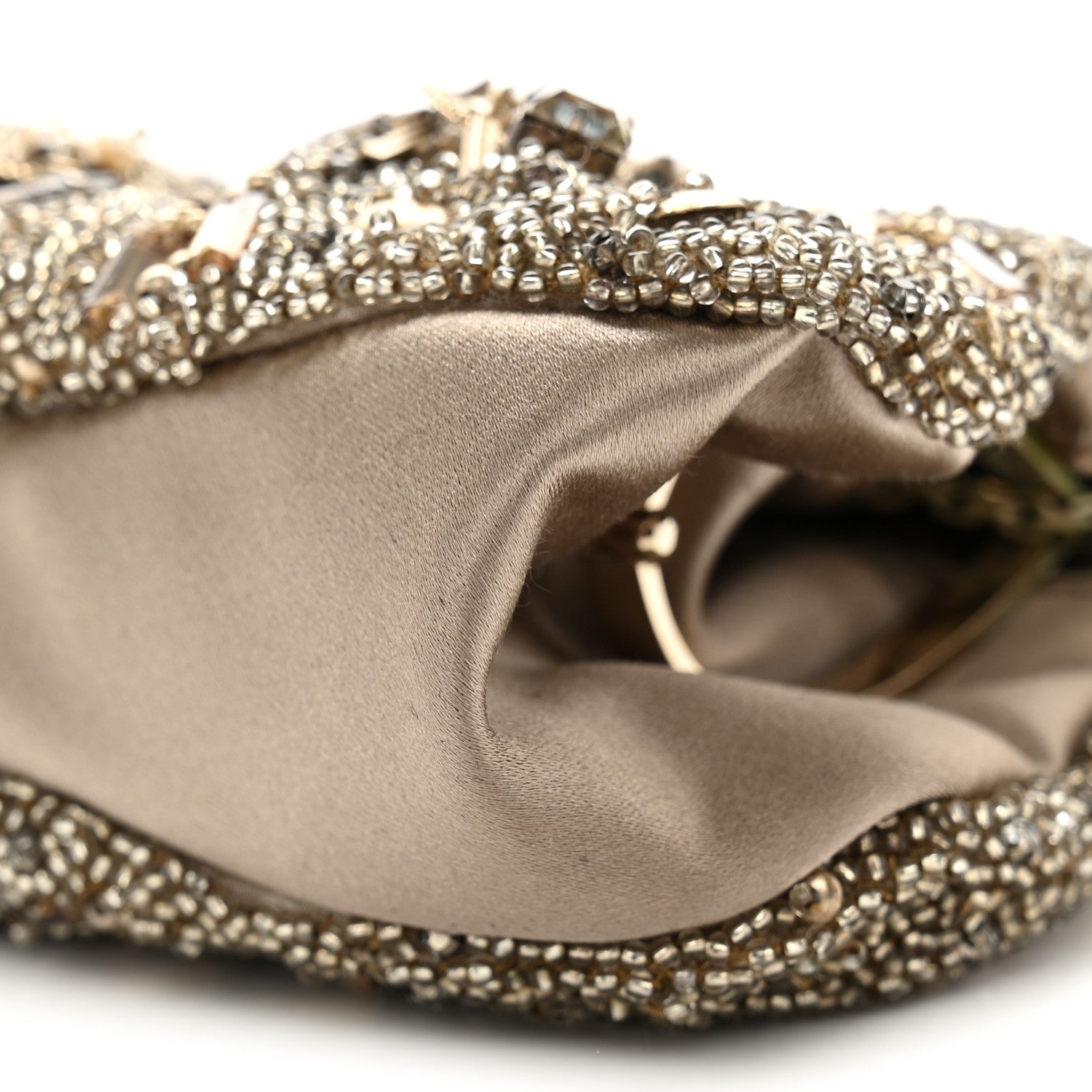 Judith Leiber Satin Beaded Crystal Evening Clutch Gold 9 of 11