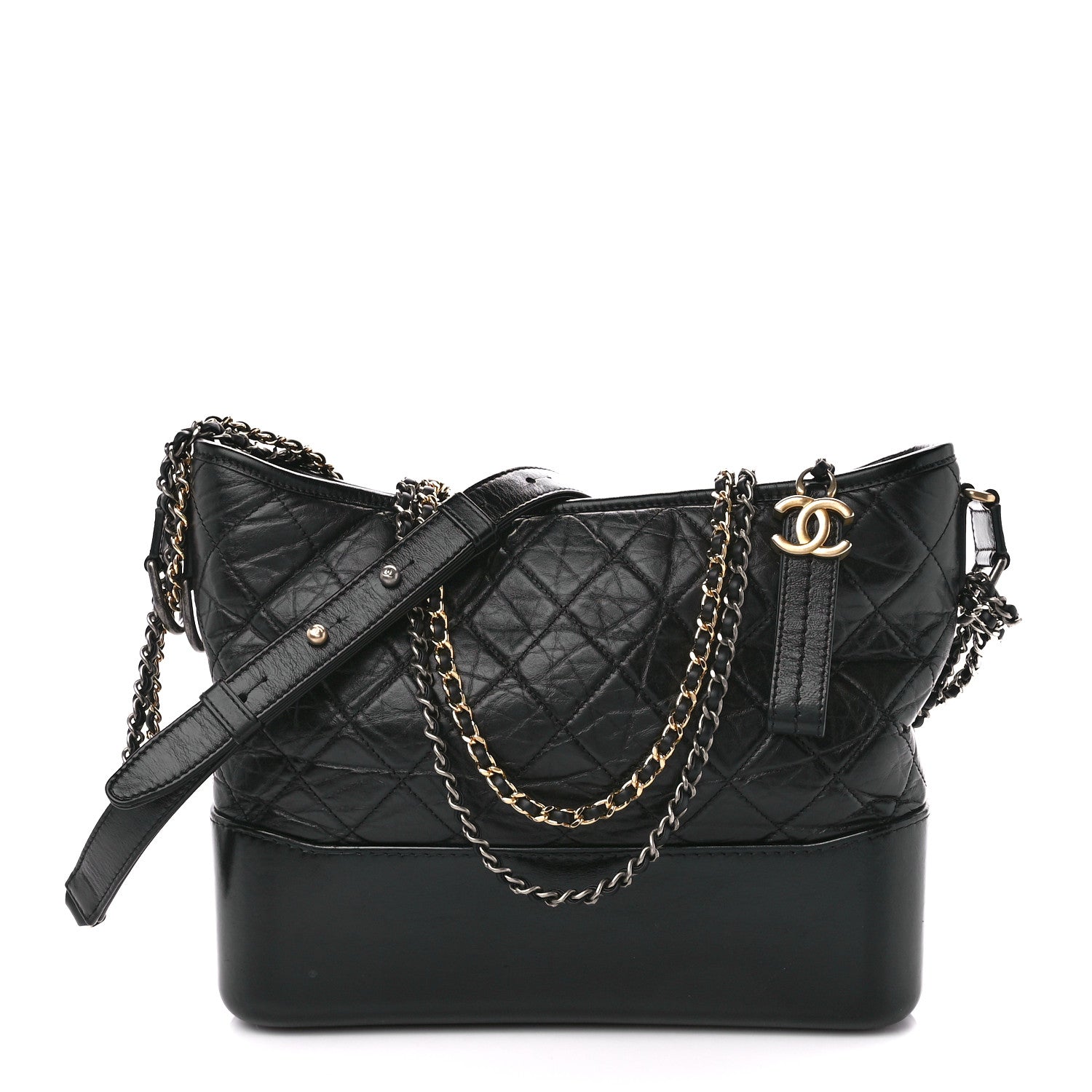 Chanel Aged Calfskin Quilted Medium Gabrielle Hobo Black 1 of 12