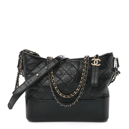 Chanel Aged Calfskin Quilted Medium Gabrielle Hobo Black 1 of 12