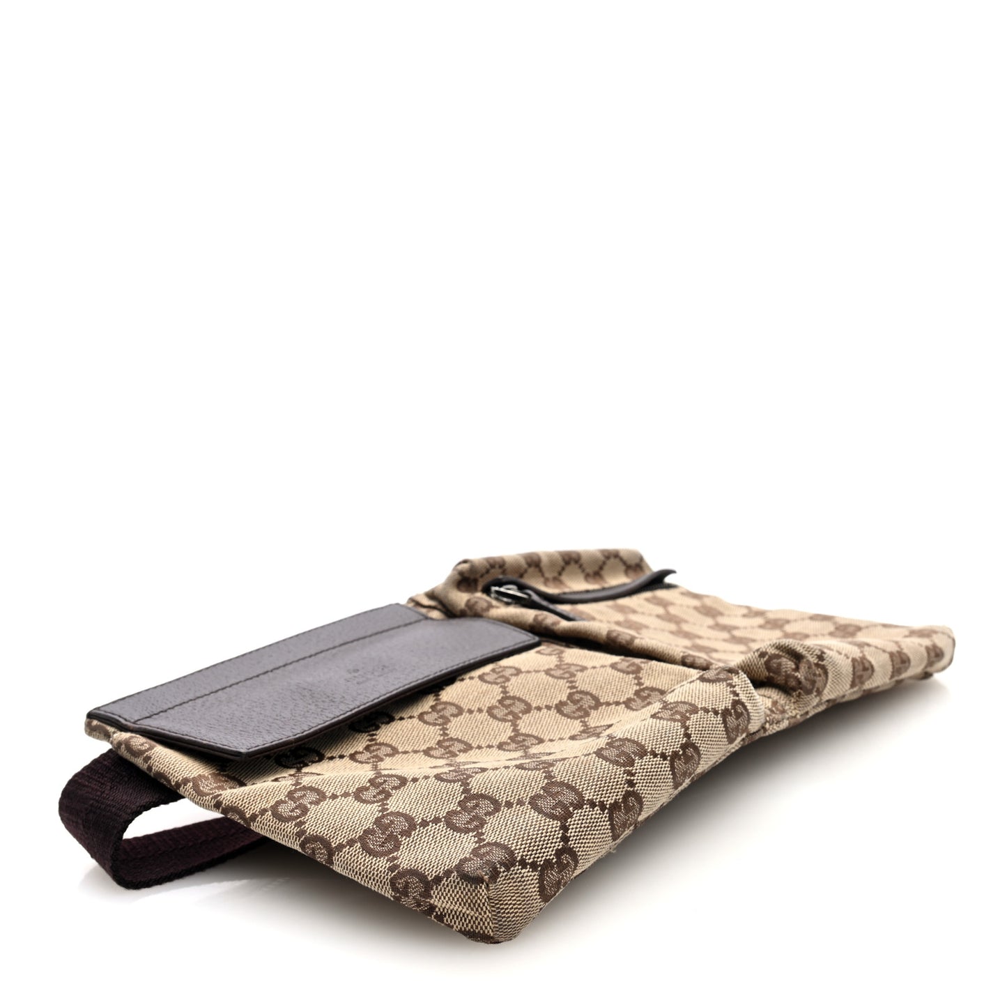 GG Monogram Double Pocket Belt Bag Dark Brown