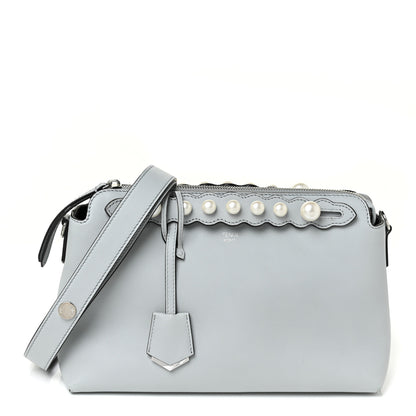 Fendi Vitello Dolce Pearl Scalloped Medium By The Way Boston Bag Grigio Perla 1 of 10