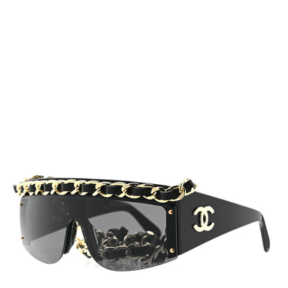 Chanel Lambskin Chain Shield Sunglasses Black 1 of 6