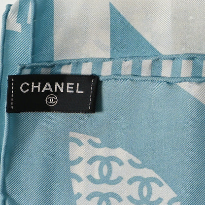 Chanel Silk CC Square Scarf Blue Multicolor 3 of 3