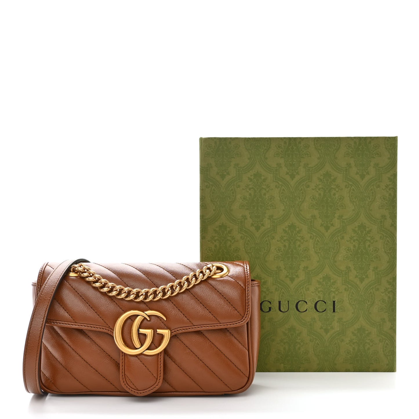 Azalea Calfskin Matelasse Diagonal Mini GG Marmont Shoulder Bag Cuir