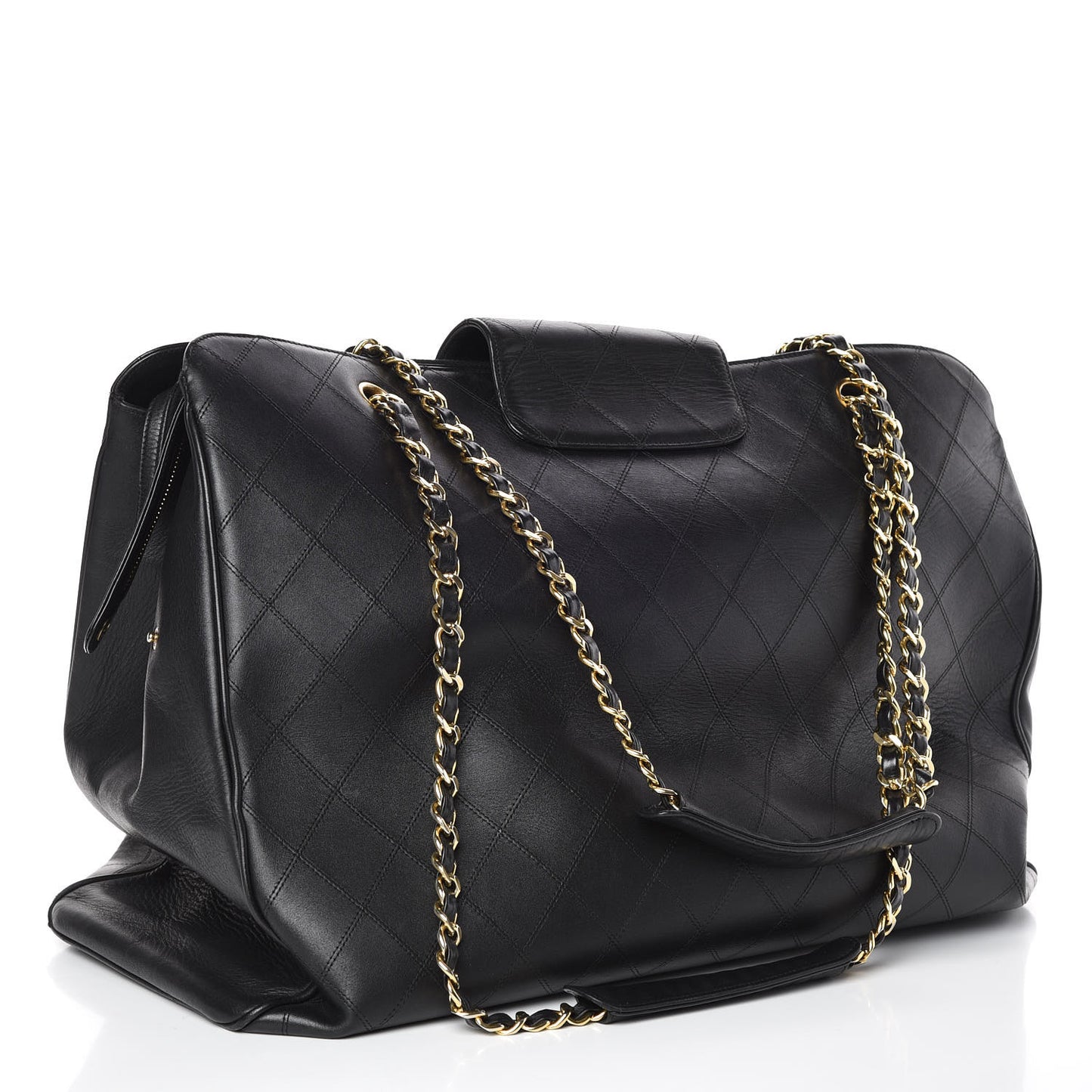 Calfskin Stitched XL Weekender Black
