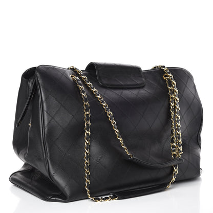 Chanel Calfskin Stitched XL Weekender Black 3 of 8