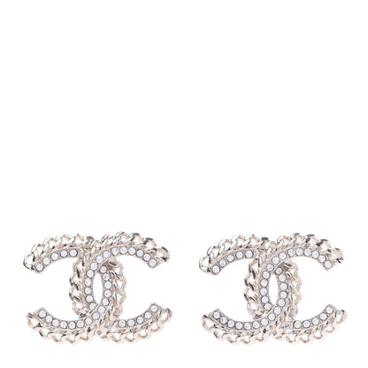 Chanel Crystal Chain CC Earrings Gold 1 of 5