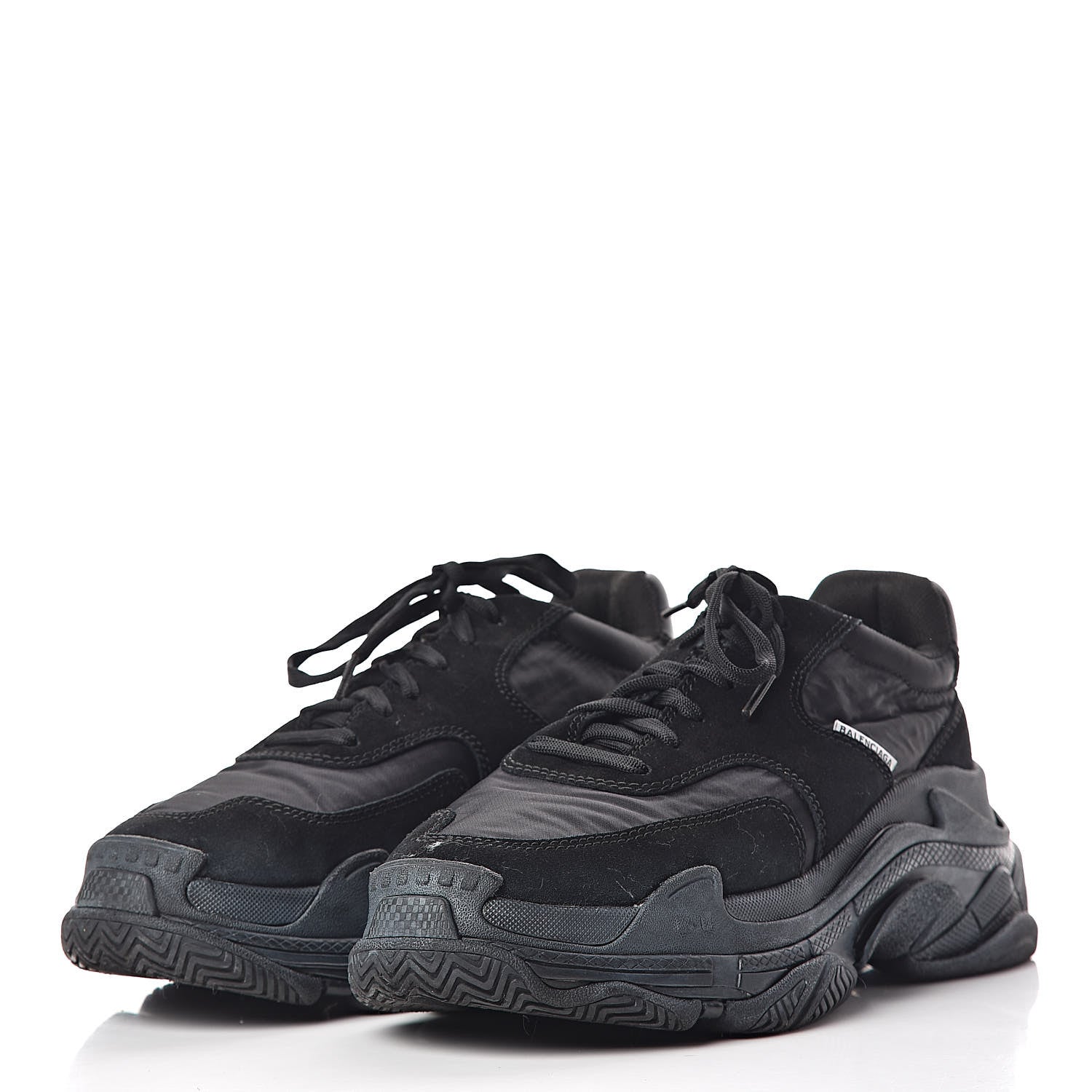 Balenciaga Nylon Suede Womens Triple S 2.0 Sneakers 40 Black 3 of 9