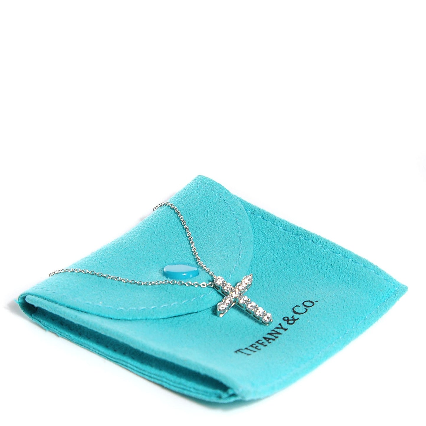 Platinum Diamond Small Cross Pendant Necklace