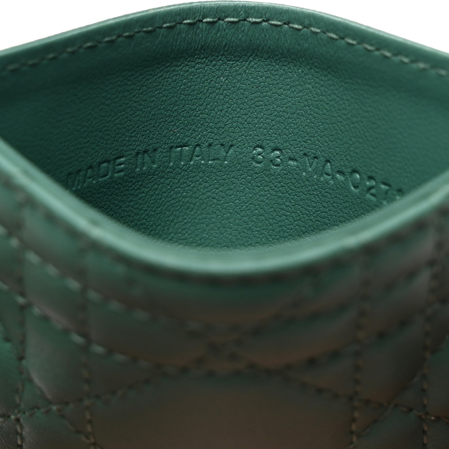 Lambskin Cannage Lady Dior Card Holder Cedar Green