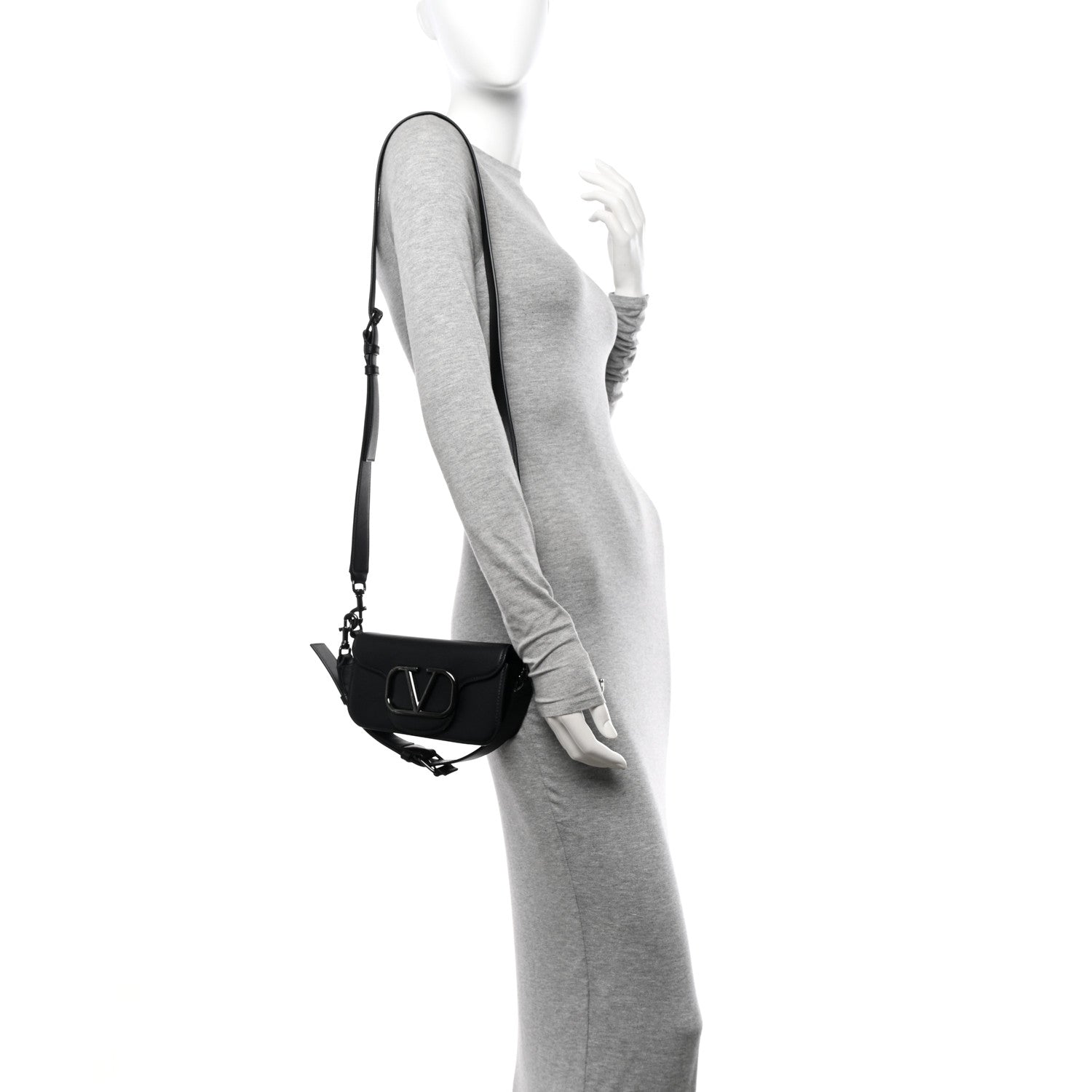 Valentino Garavani Calfskin Monochrome Vlogo Mini Loco Crossbody Bag Black 2 of 15