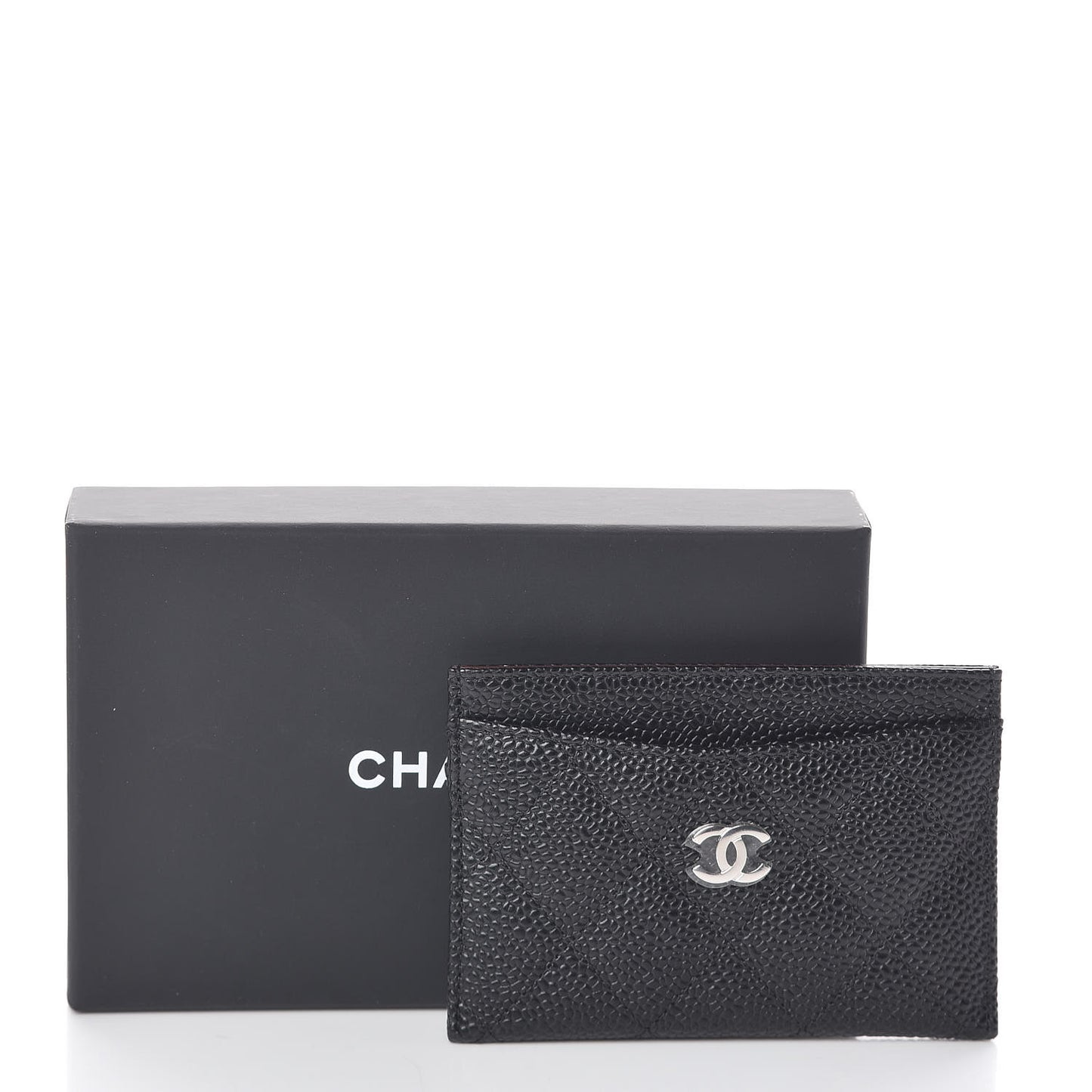 Caviar Quilted Card Holder Black