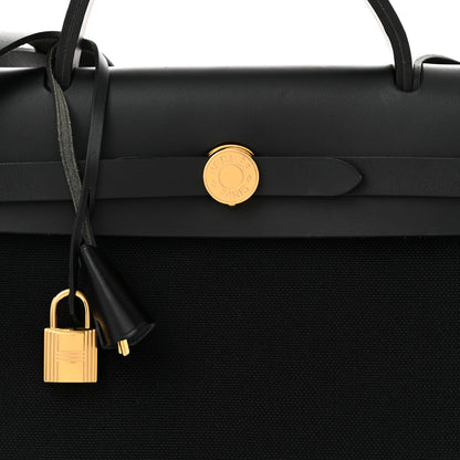 Hermes Toile Militaire Vache Hunter Herbag Zip Retourne 31 PM Black 9 of 11