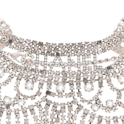 Chanel Crystal Logo Choker Necklace Silver 4 of 6