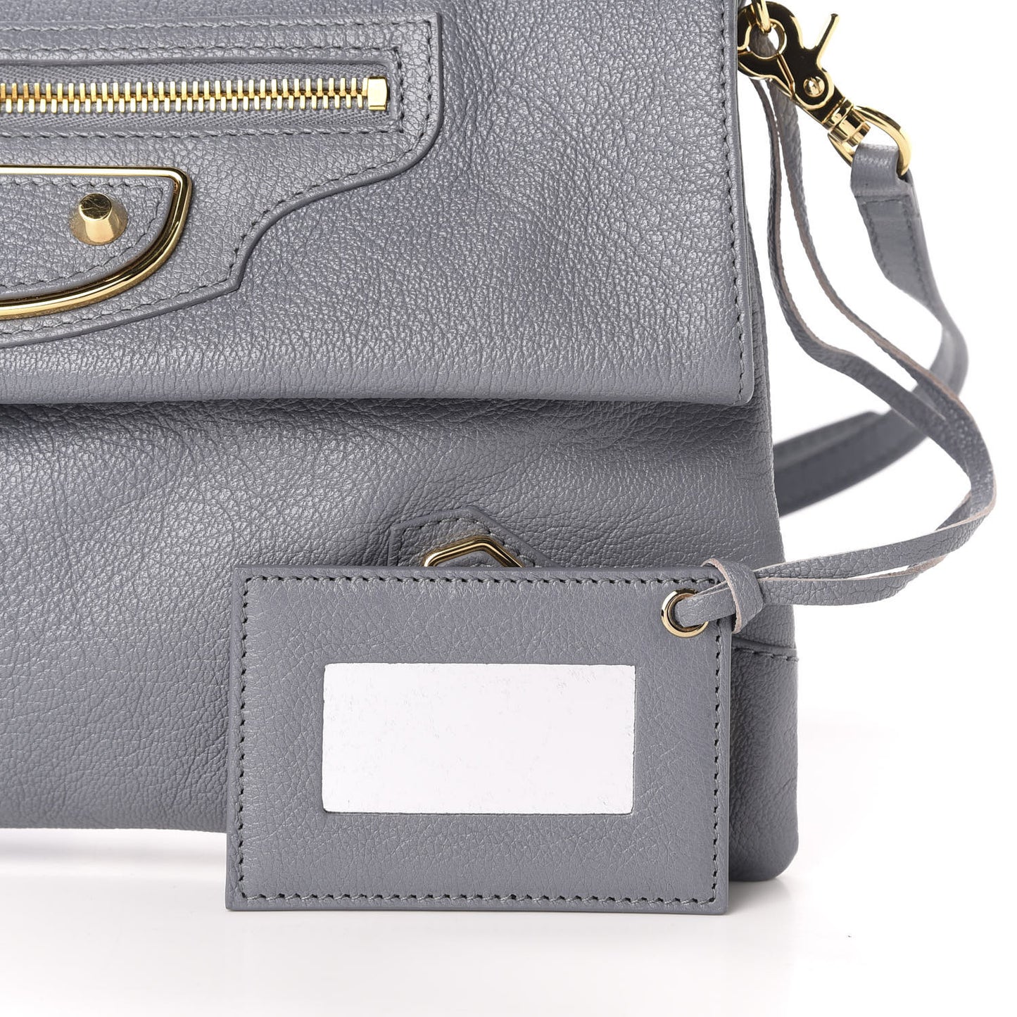 Chevre Gold Metallic Edge Hardware Envelope Clutch Bleu Acier