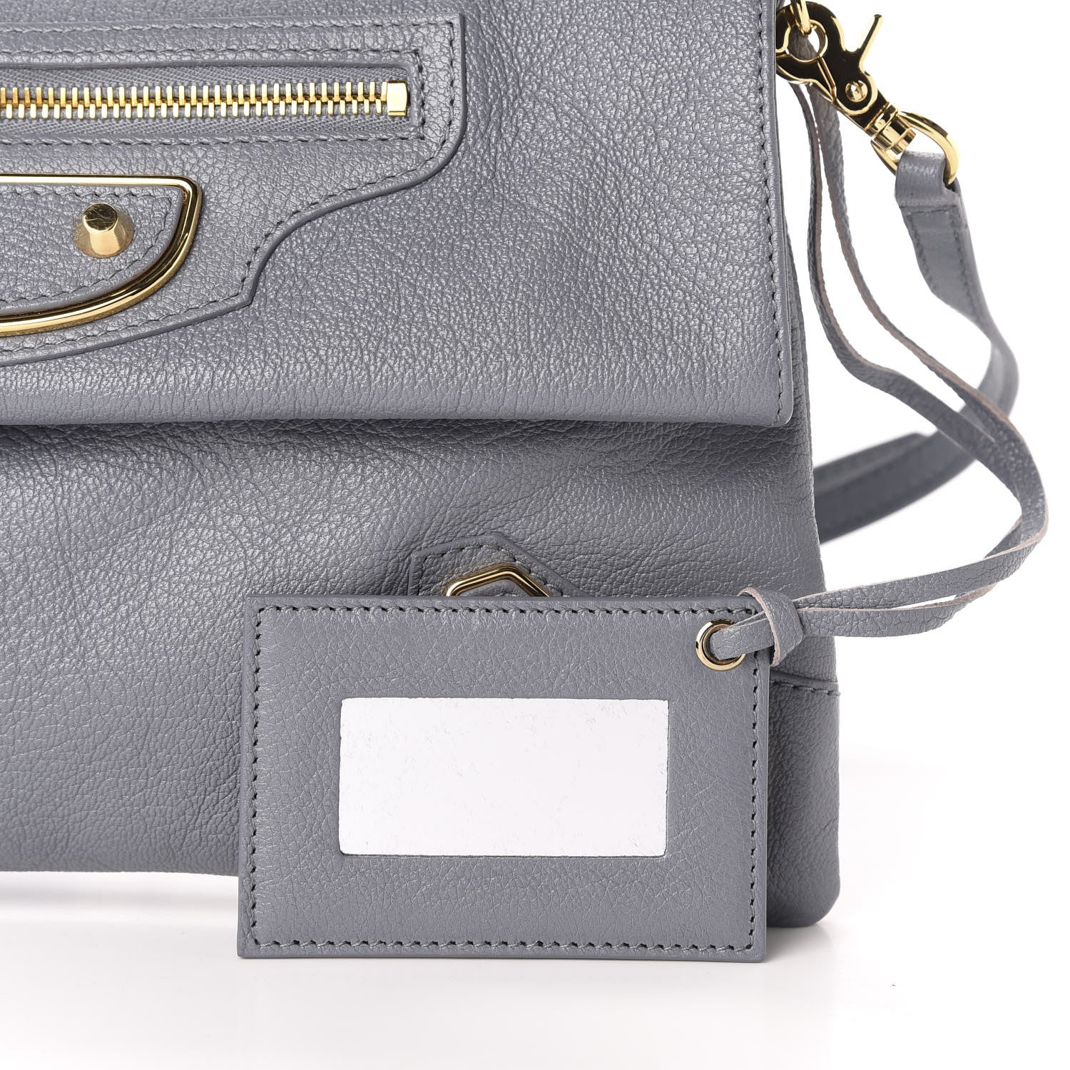 Balenciaga Chevre Gold Metallic Edge Hardware Envelope Clutch Bleu Acier 12 of 12