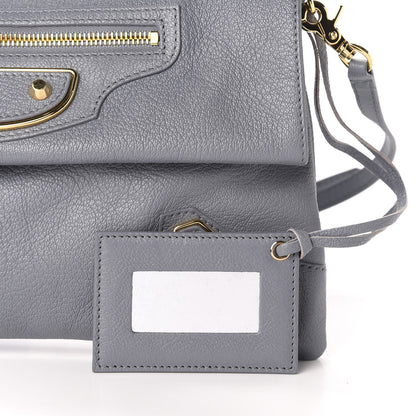 Balenciaga Chevre Gold Metallic Edge Hardware Envelope Clutch Bleu Acier 12 of 12