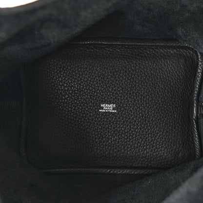 Hermes Taurillon Clemence Epsom Eclat Picotin 18 PM Black White 5 of 9