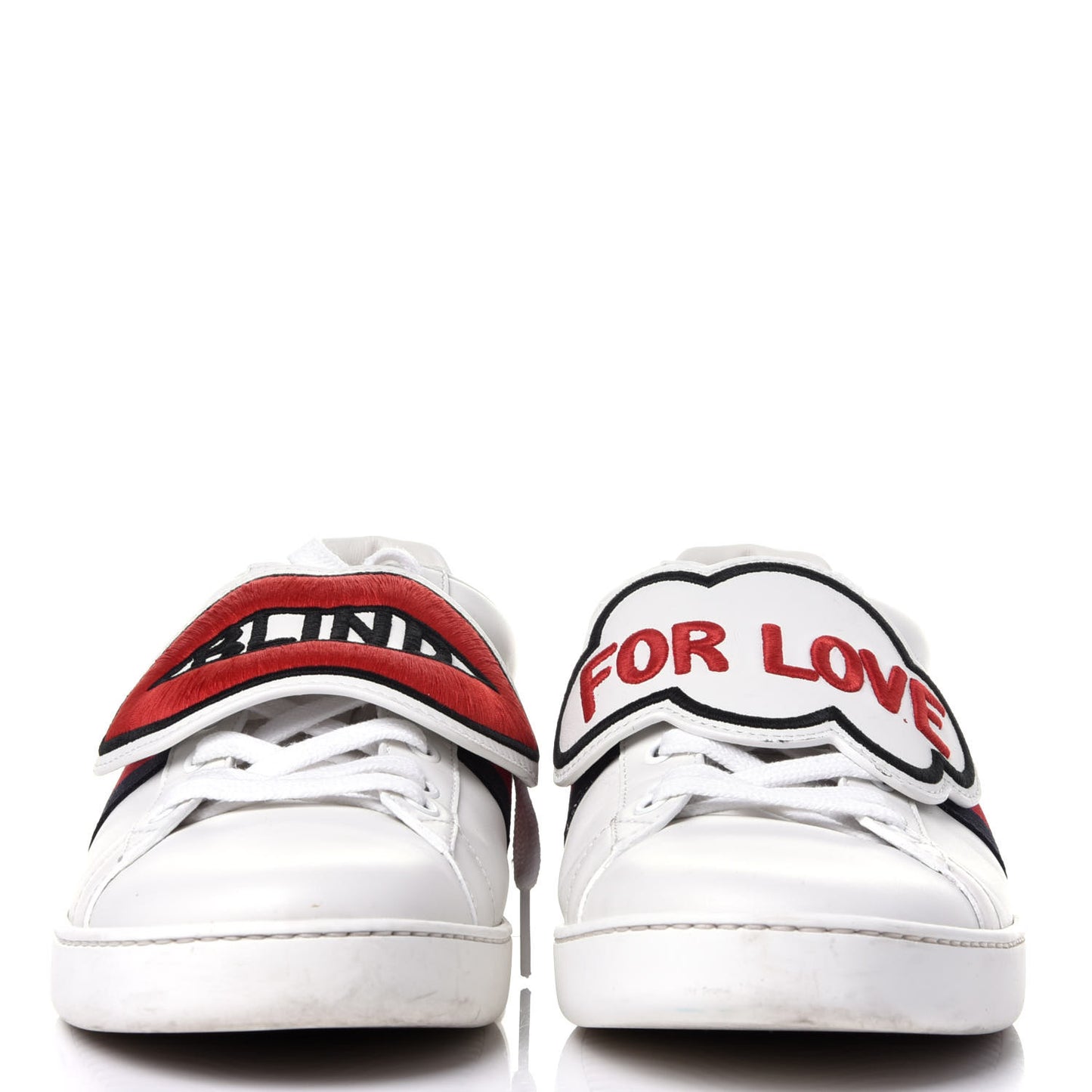 Calfskin Ayers Blind For Love Embroidered Womens Ace Sneakers 42 White
