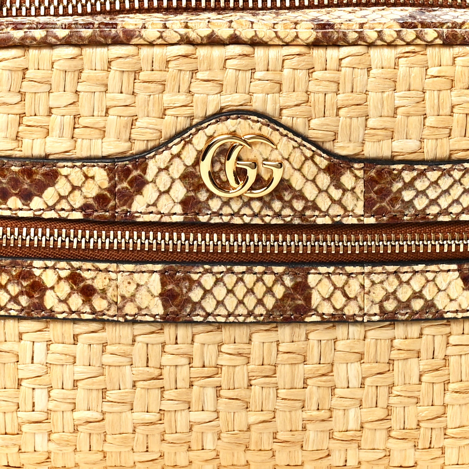 Gucci Raffia Elaphe Mini Ophidia Shoulder Bag Natural Cream Brown 8 of 11