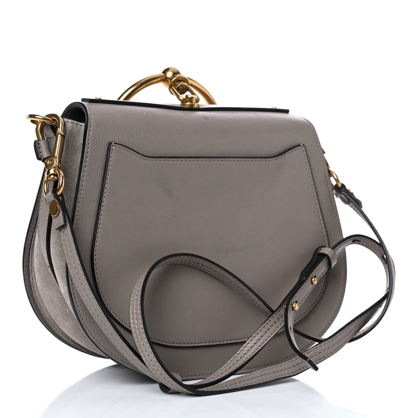 Calfskin Suede Medium Nile Bracelet Bag Motty Grey