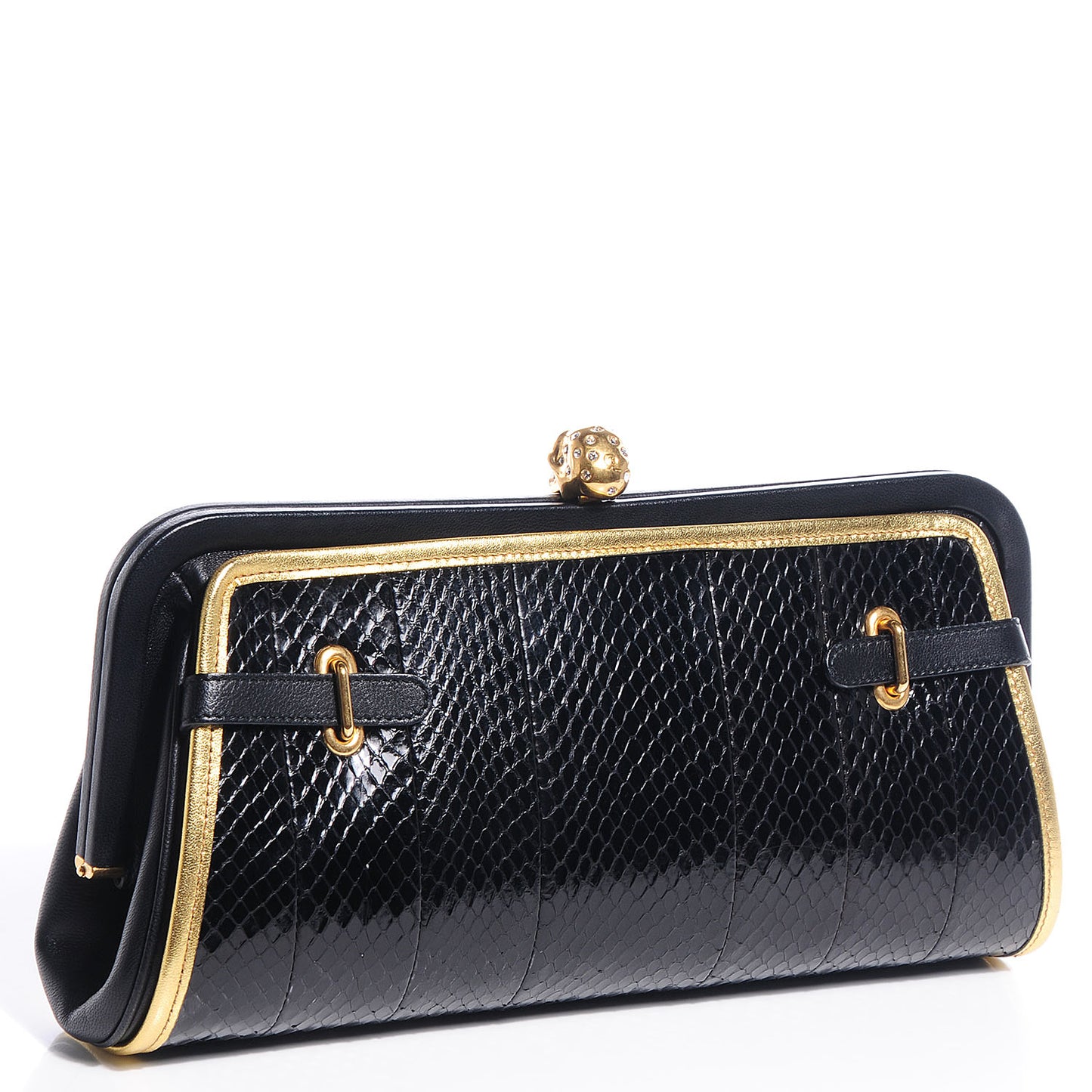 Snakeskin Suede Convertible Clutch Black White