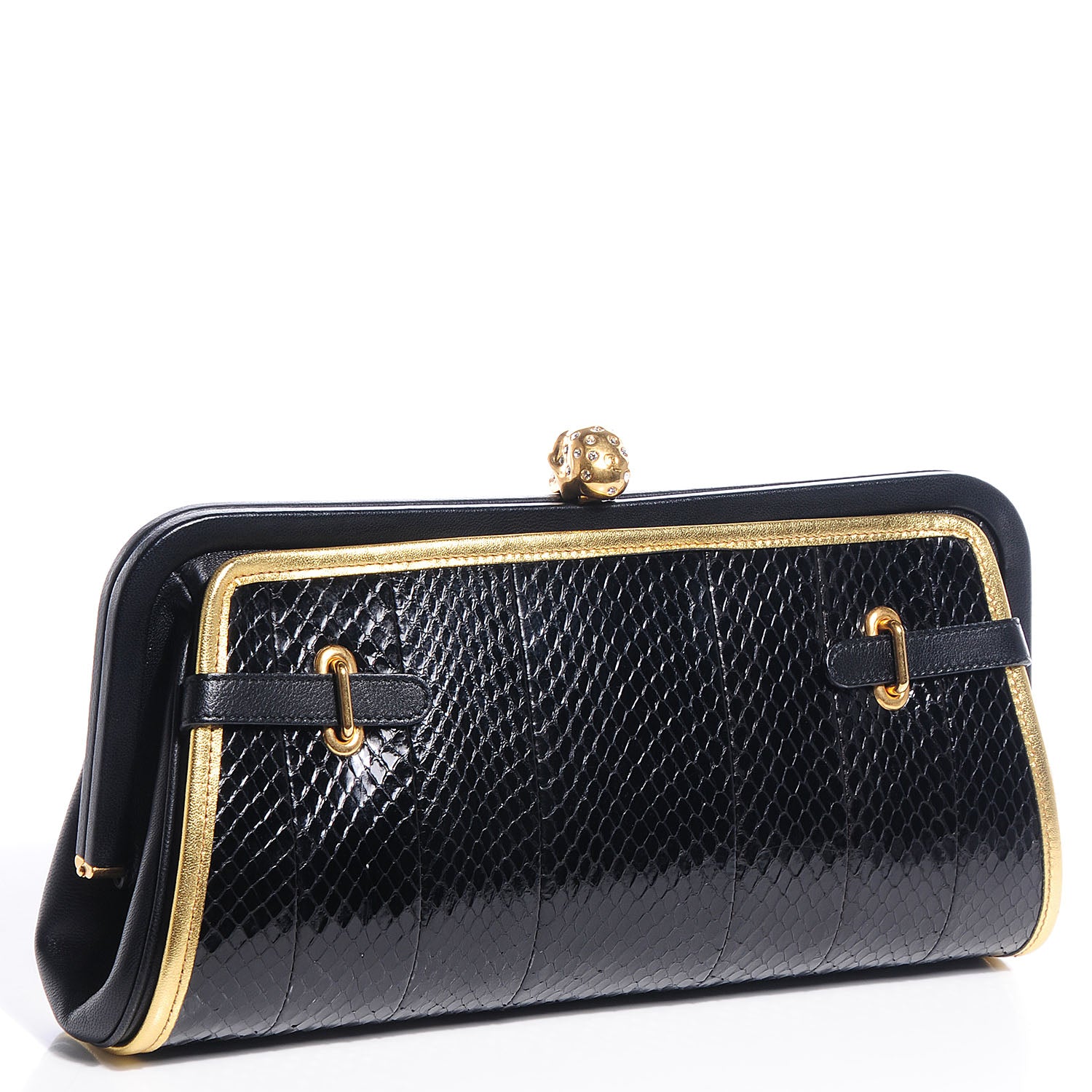 Alexander McQueen Snakeskin Suede Convertible Clutch Black White 3 of 10