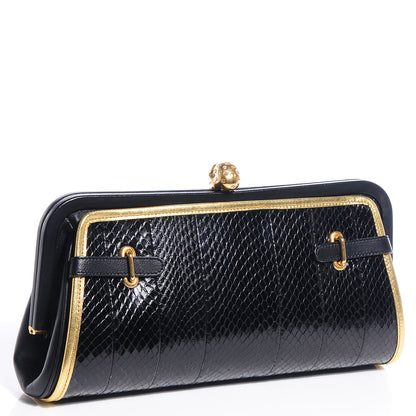 Alexander McQueen Snakeskin Suede Convertible Clutch Black White 3 of 10