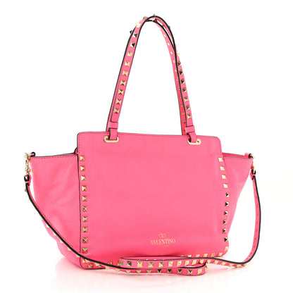 Valentino Garavani Vitello Small Rockstud Tote Fuxia Fluo 3 of 13