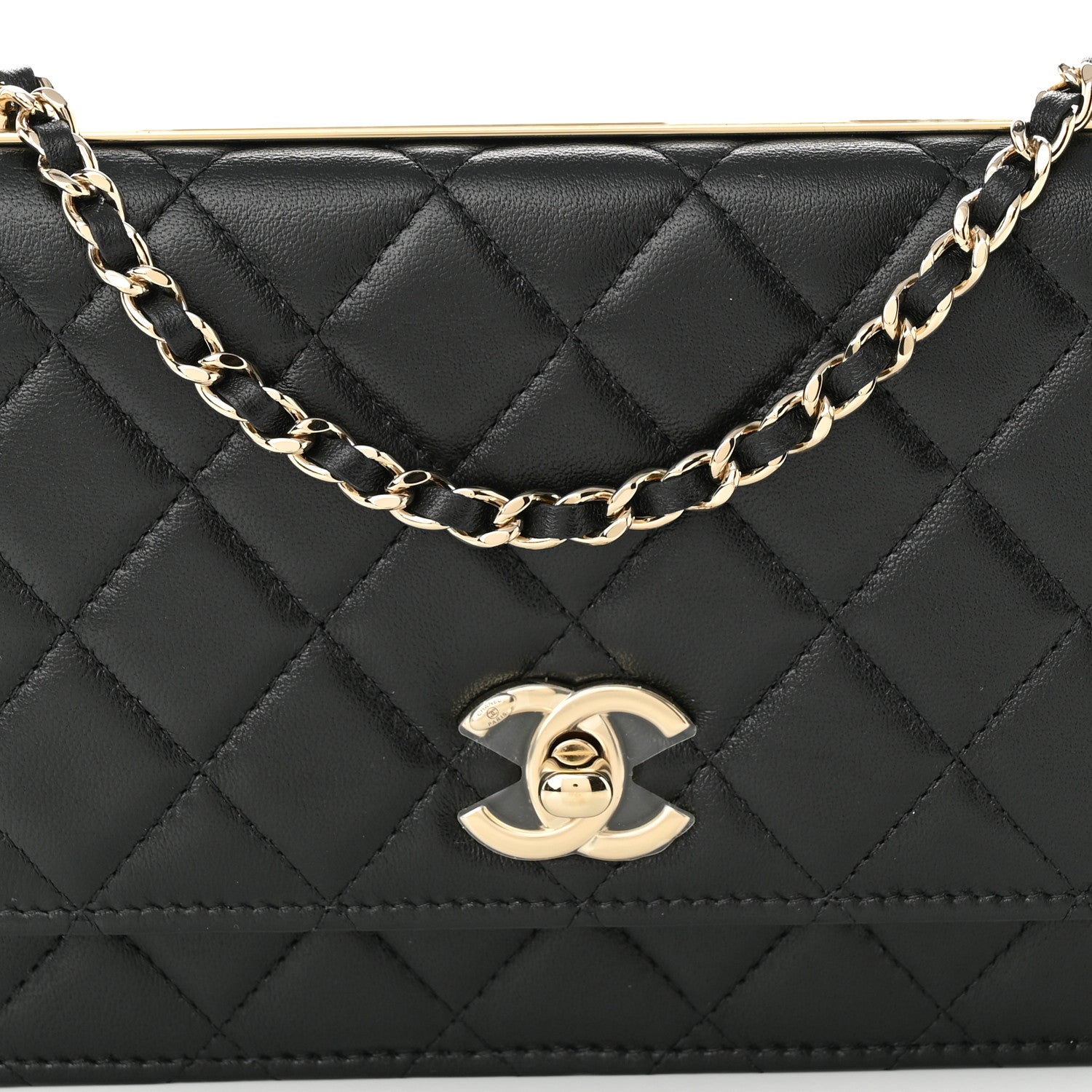 Chanel Lambskin Quilted Trendy CC Wallet On Chain WOC Black 10 of 13