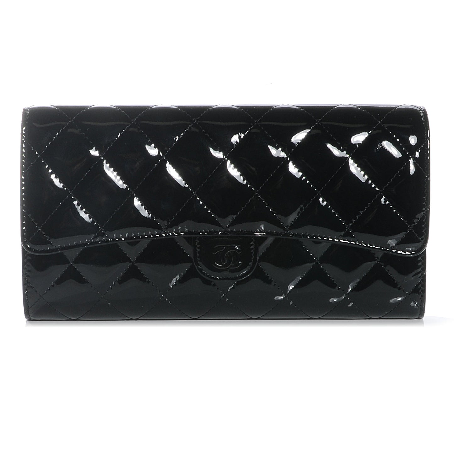 Patent Quilted Travel Wallet Black