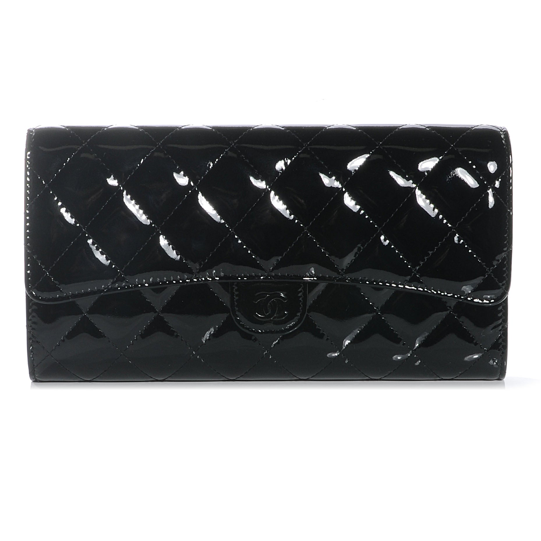 Chanel Patent Quilted Travel Wallet Black 1 of 8