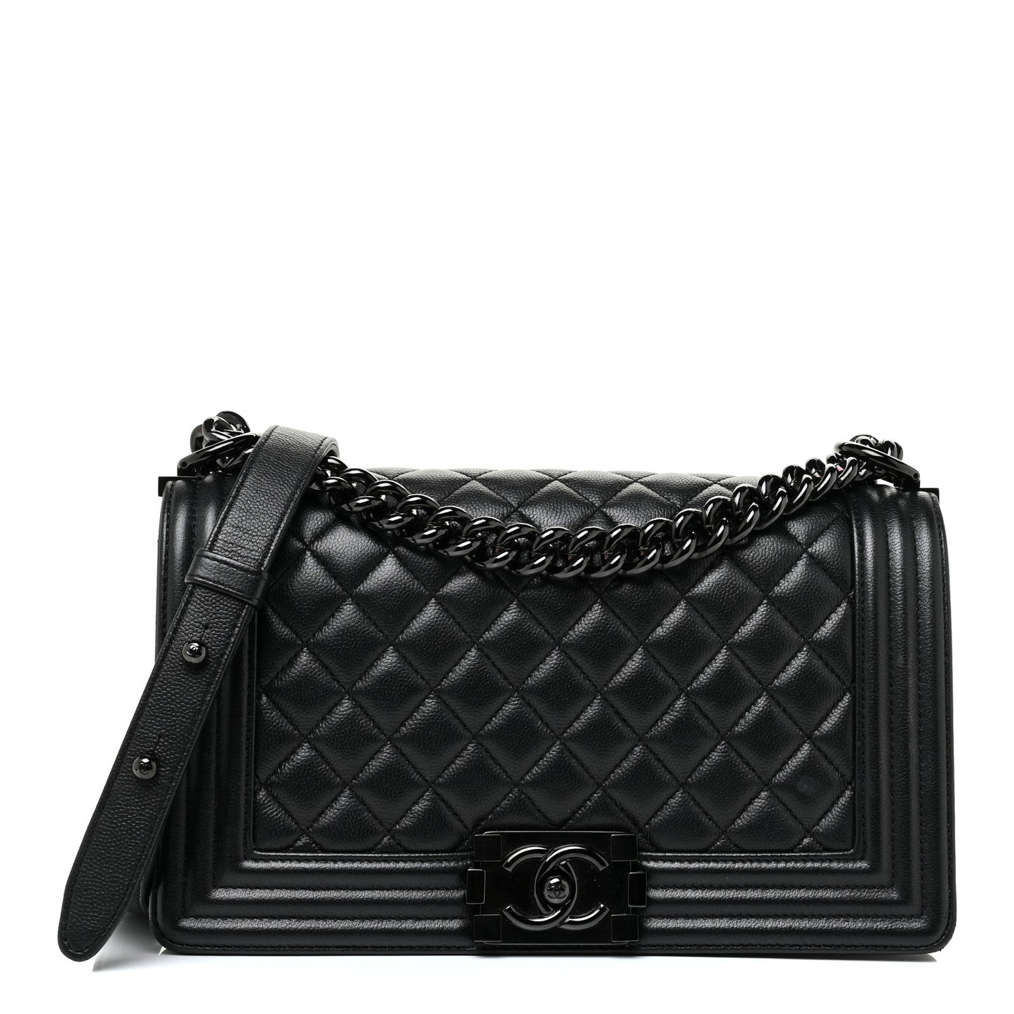 Caviar Quilted Medium Boy Flap So Black