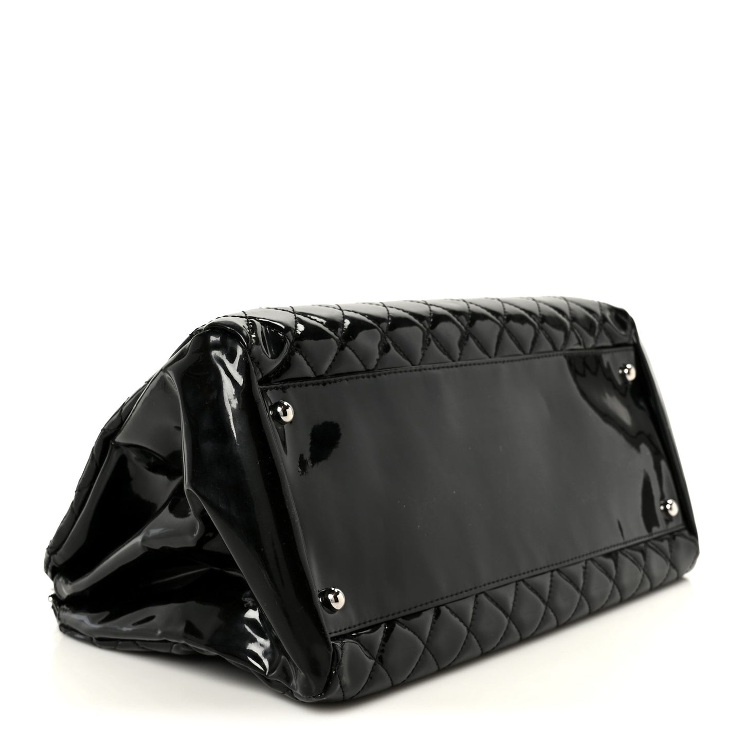 Patent Quilted Large Just Mademoiselle Bowling Bag Black