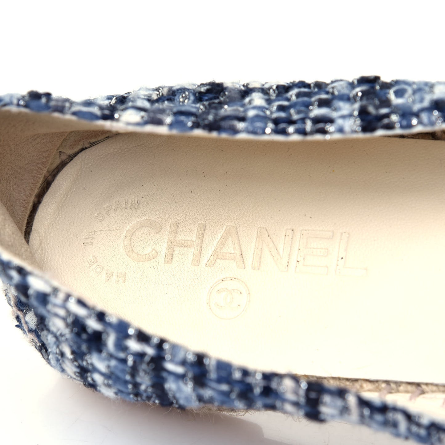 Metallic Tweed Lambskin CC Espadrilles 42 Blue Black Silver