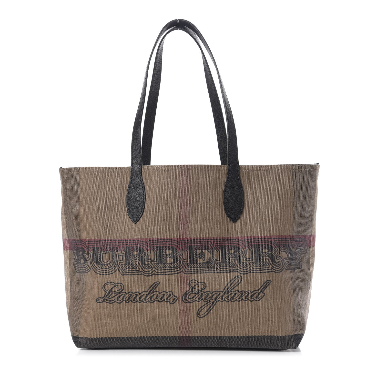 Burberry Coated Canvas Mega Check Medium Doodle Tote Black 1 of 15