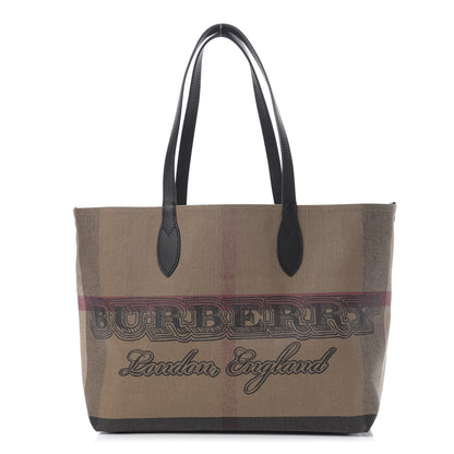 Burberry Coated Canvas Mega Check Medium Doodle Tote Black 1 of 15